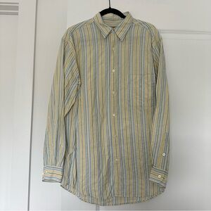 Tricots St Raphael Collection (M) Yellow Multicolor Embroidered Stripe Button Up